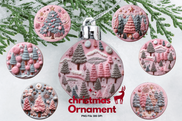 Christmas Tree Embroidery Ornament Set