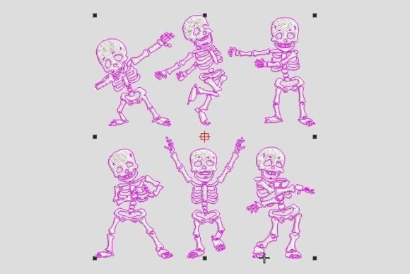 Dancing Skeletons Funny Halloween Embroidery