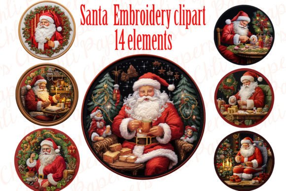 Embroidery Santa Clipart,Christmas Png