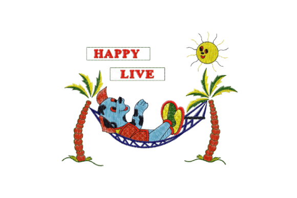 Happy Dog Embroidery Design for Holiday Collections